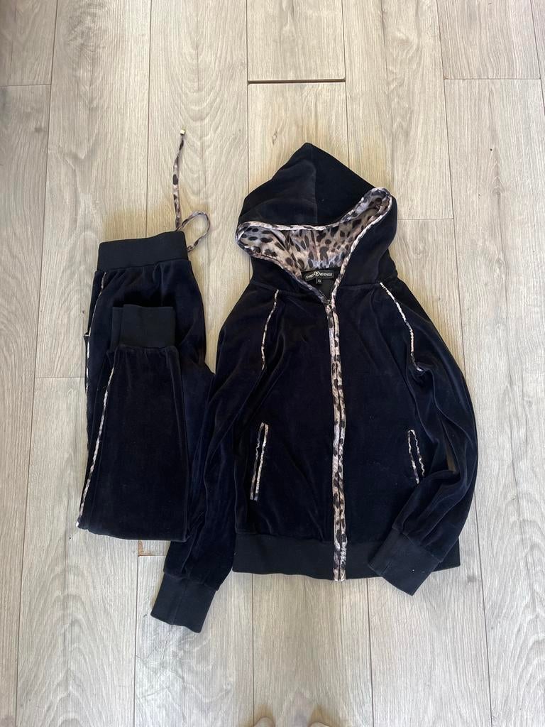 Zwart huispak met panterprint details - Maat XS, Kleding | Dames, Huispakken, Ophalen of Verzenden, Zo goed als nieuw, Maat 34 (XS) of kleiner