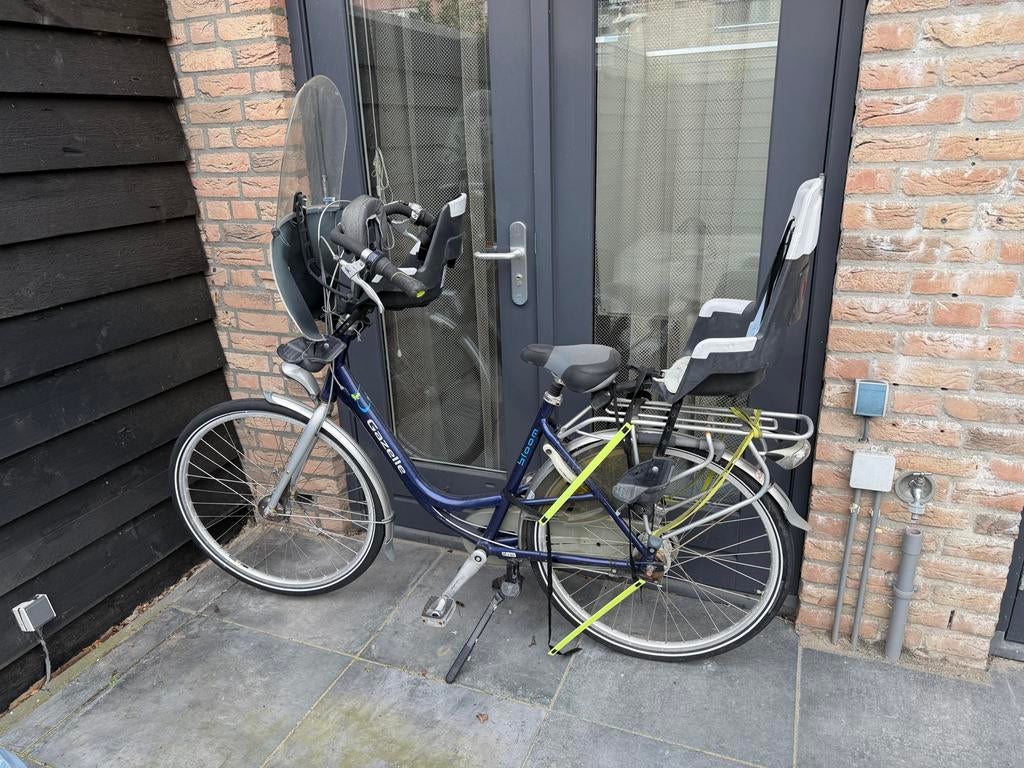 Gazelle moederfiets - Framemaat 57 cm - Onderhoud nodig, Ophalen, 2 zitjes, Gebruikt, Dubbele standaard