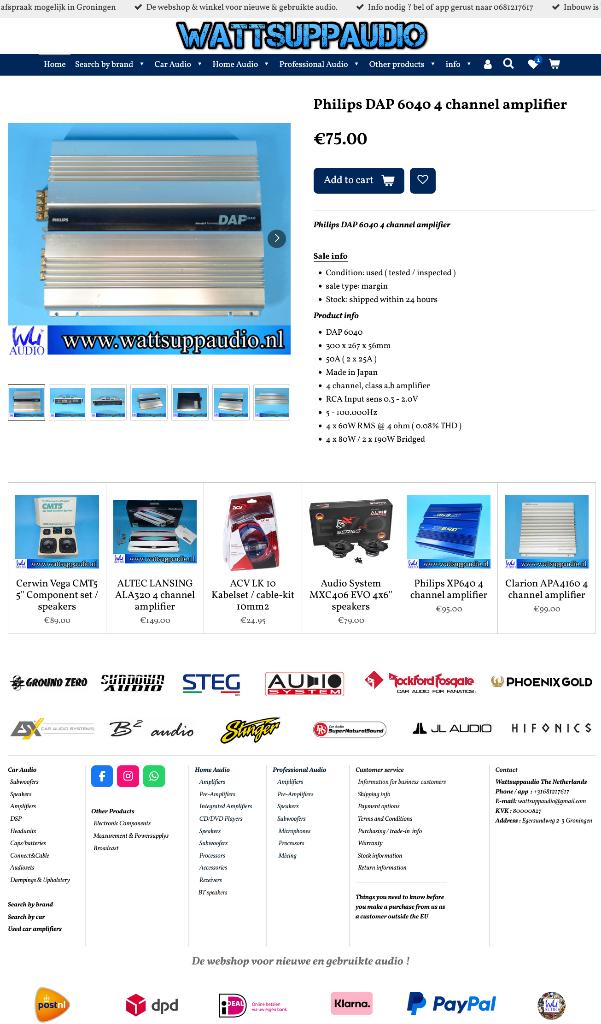 Philips DAP 6040 4 kanaals versterker / Made in Japan, Gebruikt, ., Ophalen of Verzenden, .