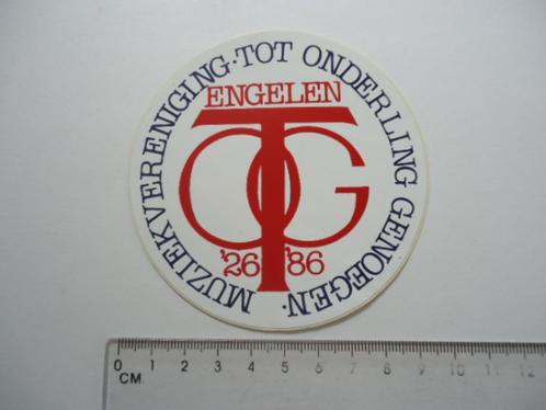 sticker oud Engelen TOG vereniging 1986 club retro muziek, Verzamelen, Stickers, Zo goed als nieuw, Bedrijf of Vereniging, Verzenden