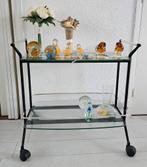 Theewagen zwart metaal/chroom en glas - zo goed als nieuw, Ophalen, 50 tot 100 cm, Zo goed als nieuw, Glas