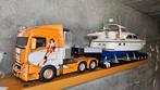 1/14 rc truck, MAN TGX + Carson Zwanehalstrailer + rc jacht., Hobby en Vrije tijd, Ophalen, Zo goed als nieuw
