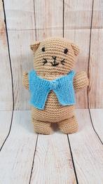 Gebreide knuffel, Poes, bruin, 25 cm. 4C3