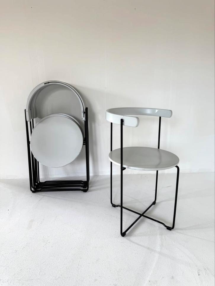 5x Design klapstoel ‘Soley’, Kusch & Co ‘80, Huis en Inrichting, Stoelen, Gebruikt, Vijf, Zes of meer stoelen, Hout, Metaal, Grijs