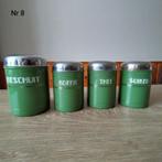 EMAILLE RESEDA GROENE BUSSENSET MET GOUDEN BIES., Antiek en Kunst, Ophalen of Verzenden