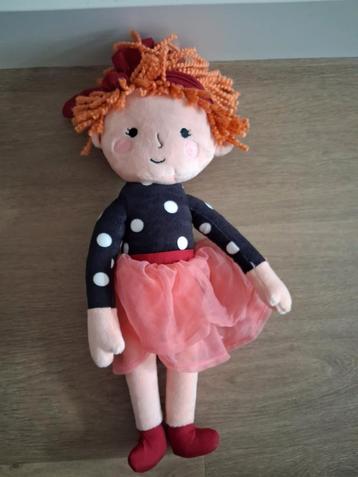 Knuffel pop Hema meisje roze rok shirt zwart wit stip L152 beschikbaar voor biedingen