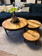 Mangohouten Salontafel (3-set), Ophalen, 100 tot 150 cm, 50 tot 100 cm, Zo goed als nieuw