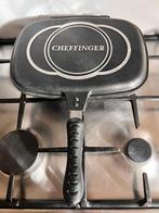 Cheffinger koekenpan omkeerbare steakpan dubbele pan 32 cm, Gebruikt, Aluminium, Ophalen of Verzenden, Keramische plaat