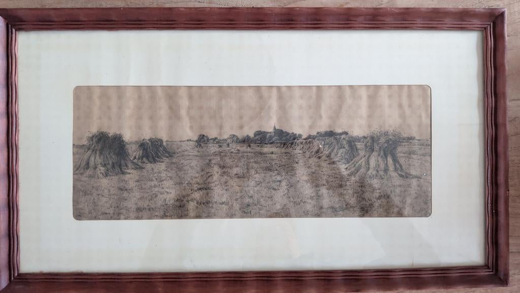 Gesigneerde litho Van den Chattel - Hollands landschap, Ophalen