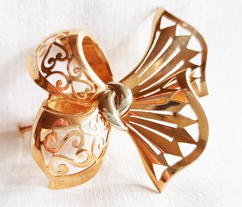Broche 18kt jaren '40.- strik., Sieraden, Tassen en Uiterlijk, Antieke sieraden, Broche, Goud, Ophalen of Verzenden