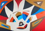 “Meekijken”.Abstact portret in moderne kleuren, Antiek en Kunst, Kunst | Schilderijen | Abstract, Ophalen of Verzenden