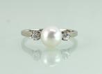 Art Deco witgouden ring parel diamant, Sieraden, Tassen en Uiterlijk, Antieke sieraden, Ophalen of Verzenden, Goud, Ring, Met edelsteen
