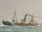 Aquarel Vissersschip Ijmuiden 96 Vios 4 A. Vos, Ophalen