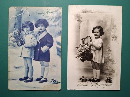 ansichtkaarten Gelukkig nieuwjaar kinderen - omstreeks 1930, Verzamelen, Ansichtkaarten | Themakaarten, Gelopen, 1920 tot 1940