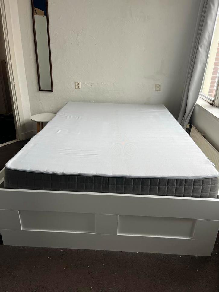 IKEA BRIMNES tweepersoonsbed - Goede staat!, Huis en Inrichting, Slaapkamer | Bedden, Gebruikt, Tweepersoons, Overige maten, Hout