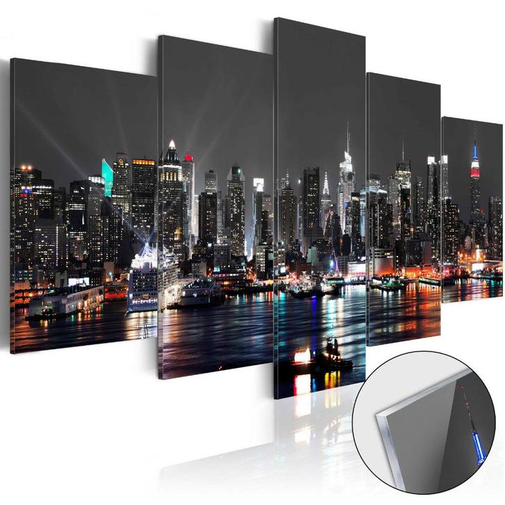 15 New York Skyline Acrylglas Schilderij 5Luik 200x100 Nieuw, Huis en Inrichting, Woonaccessoires | Schilderijen, Tekeningen en Foto's