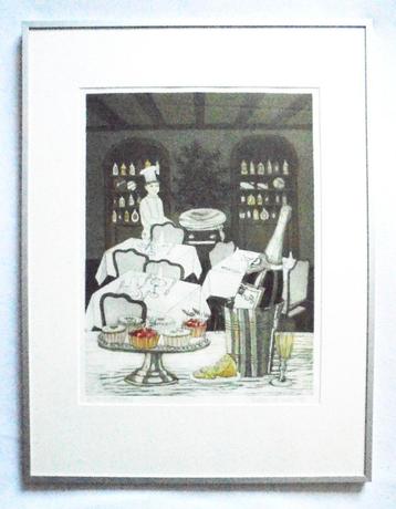 Laetitia de Haas. 'A la Carte".Prachtige ingelijste zeefdruk beschikbaar voor biedingen