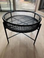 Xenos • rotan • bijzettafel • zwart, Huis en Inrichting, Rond, Gebruikt, Minder dan 55 cm, Hout