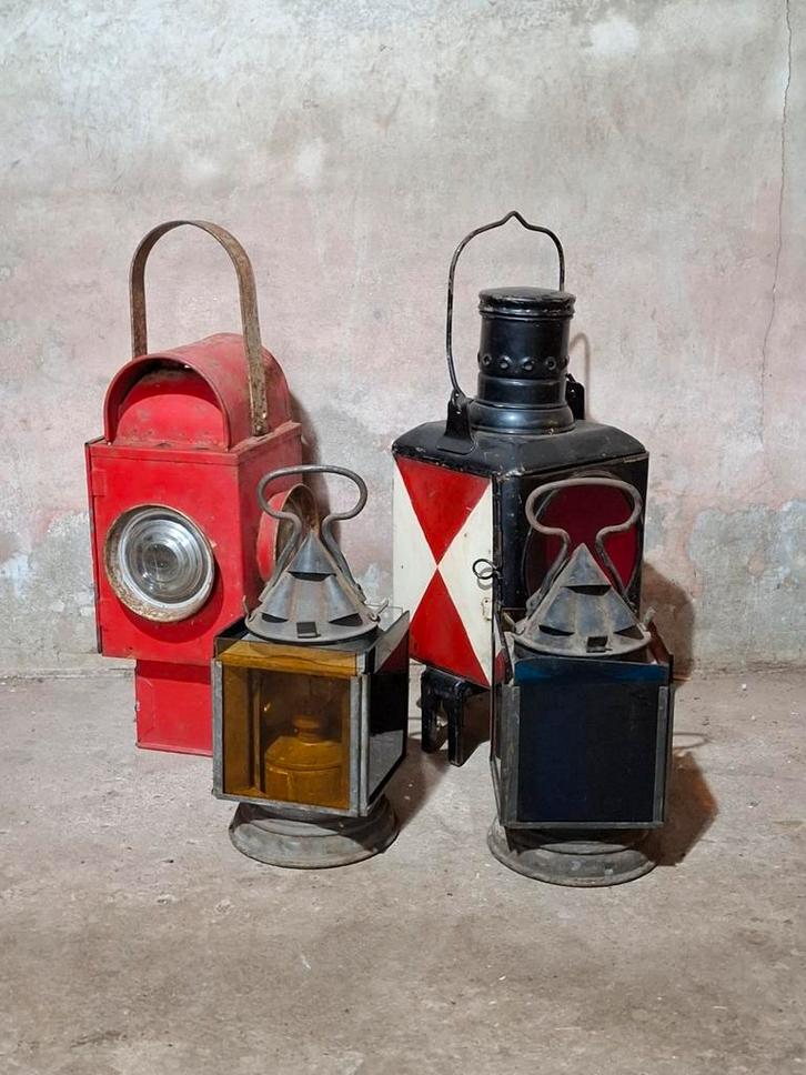 Oude antieke seinlamp treinlamp werklamp trein spoor, Antiek en Kunst, Antiek | Lampen, Ophalen of Verzenden