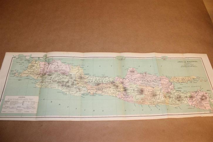 Antieke kaart - Java - Circa 1900, Boeken, Atlassen en Landkaarten, Zo goed als nieuw, Landkaart, Nederland, 1800 tot 2000, Ophalen of Verzenden