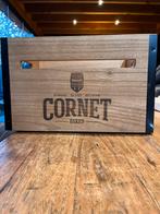 Cornet houten kratje bierglazen set onderzetters, Verzamelen, Biermerken, Ophalen, Nieuw, Glas of Glazen, Overige merken