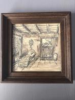 Origineel Enschedees aquarel 16,5x16,5 cm met lijst Enschede, Ophalen of Verzenden