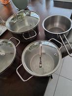 Pannenset, Huis en Inrichting, Keuken | Potten en Pannen, Ophalen of Verzenden, Gebruikt, Rvs, Pannenset