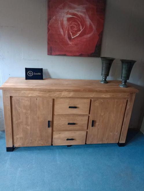 NIEUW dressoir van onbehandeld teak. industriële poten en be, Huis en Inrichting, Kasten | Dressoirs, Nieuw, 150 tot 200 cm, Met lade(s)