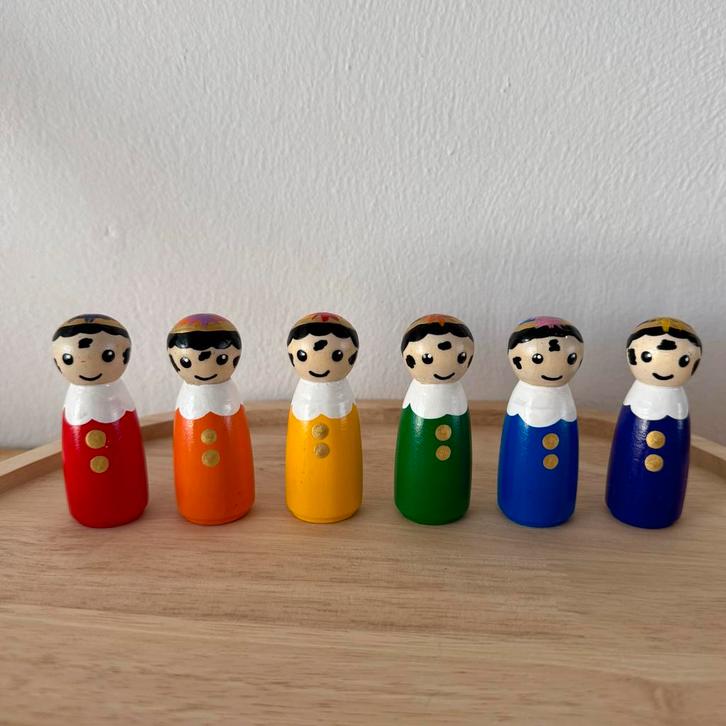 Houten Regenboog Pietjes Set, Kinderen en Baby's, Speelgoed | Overig, Nieuw, Jongen of Meisje, Ophalen of Verzenden