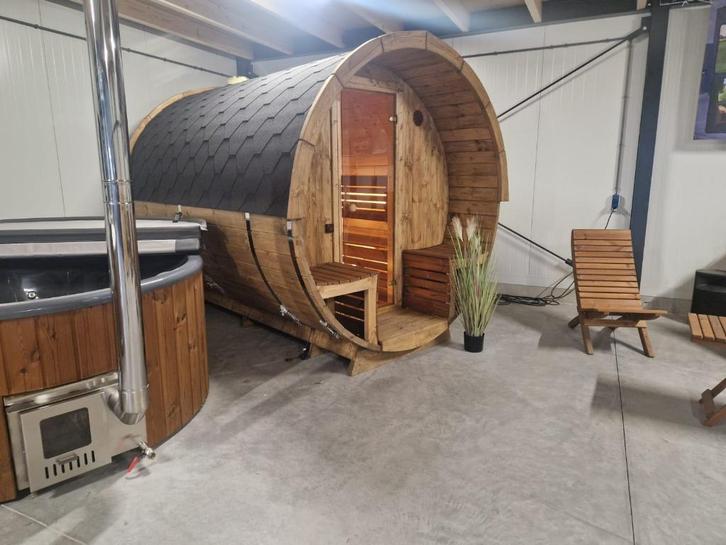 sauna barrel barrelsauna ontspanning aanbieding NU 6200,-, Sport en Fitness, Sauna, Nieuw, Complete sauna, Ophalen
