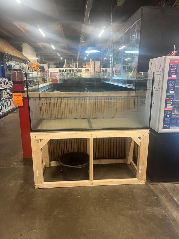 Aquarium met houten frame, Dieren en Toebehoren, Vissen | Aquaria en Toebehoren, Zo goed als nieuw, Leeg aquarium, Ophalen