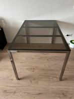Glazen eettafel, Huis en Inrichting, Tafels | Eettafels, Zo goed als nieuw, Vijf personen of meer, Rechthoekig, 50 tot 100 cm