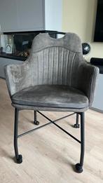 4 Eetkamer stoelen Groene stof en wielen, Ophalen, Overige kleuren, Stof, Vijf, Zes of meer stoelen