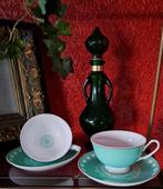 Pratige mintgroene kopjes met schotels van RIVERDALE., Huis en Inrichting, Keuken | Servies, Ophalen of Verzenden, Zo goed als nieuw