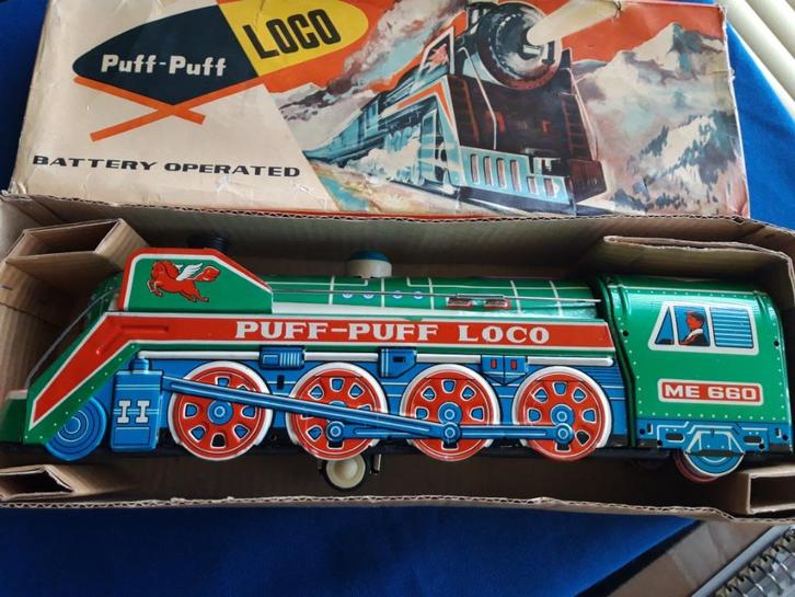 Blikken stoomlocomotief Puff-Puff – China jaren 60, Verzamelen, Overige Verzamelen, Zo goed als nieuw, Ophalen of Verzenden