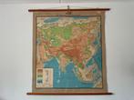 Vintage grote schoolkaart Azië staatskundig en natuurkundig, Ophalen of Verzenden, Aardrijkskunde