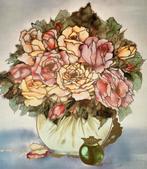 Poster met bloemen en goudkleur opdruk / 70x50cm, 50 tot 75 cm, Ophalen of Verzenden, Zo goed als nieuw, Foto of Poster
