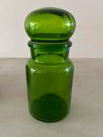 Groene glazen apothekerspot pot glas bol deksel voorraadpot, Antiek en Kunst, Ophalen of Verzenden