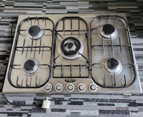 VERKOCHT! Boretti rvs inbouw gas kookplaat, Witgoed en Apparatuur, Kookplaten, Gebruikt, Inbouw, Gas, 5 kookzones of meer, Ophalen
