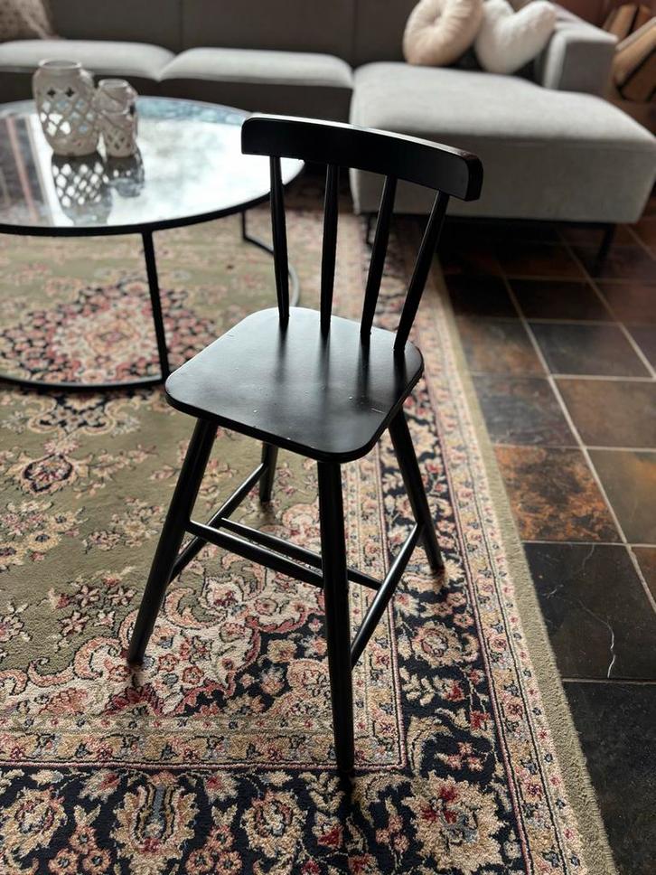 Zwarte houten kinderstoel IKEA, Huis en Inrichting, Stoelen, Gebruikt, Eén, Hout, Zwart, Ophalen