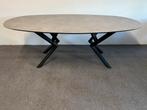 Ovale eettafel HPL betonlook 215x110cm, Huis en Inrichting, Tafels | Eettafels, 100 tot 150 cm, 200 cm of meer, Ophalen of Verzenden