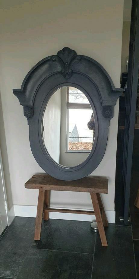 Hoffz, ossenoogspiegel, h 98 cm, landelijk, Antiek en Kunst, Antiek | Spiegels, Rechthoekig, Ophalen