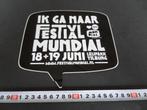 sticker Tilburg Leijpark Ik ga naar FESTIVAL MUNDIAL, Verzamelen, Stickers, Ophalen, Zo goed als nieuw, Bedrijf of Vereniging