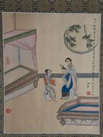 Chinese prent op zijde., Ophalen of Verzenden