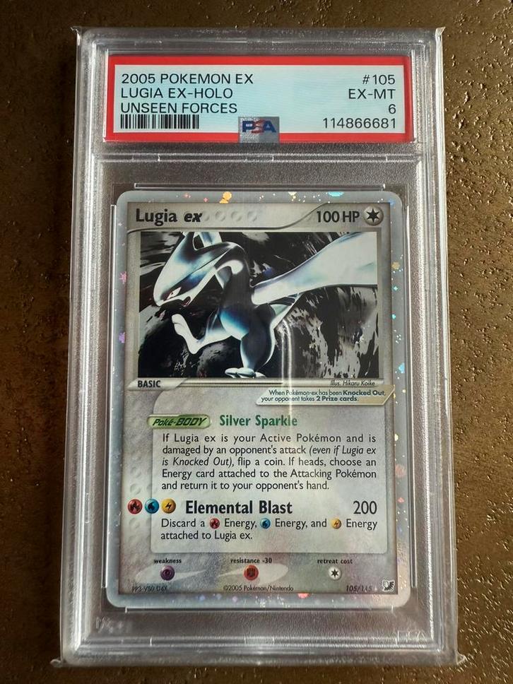 Lugia ex 105/115 (PSA 6) - EX Unssen Forces, Hobby en Vrije tijd, Verzamelkaartspellen | Pokémon, Zo goed als nieuw, Losse kaart