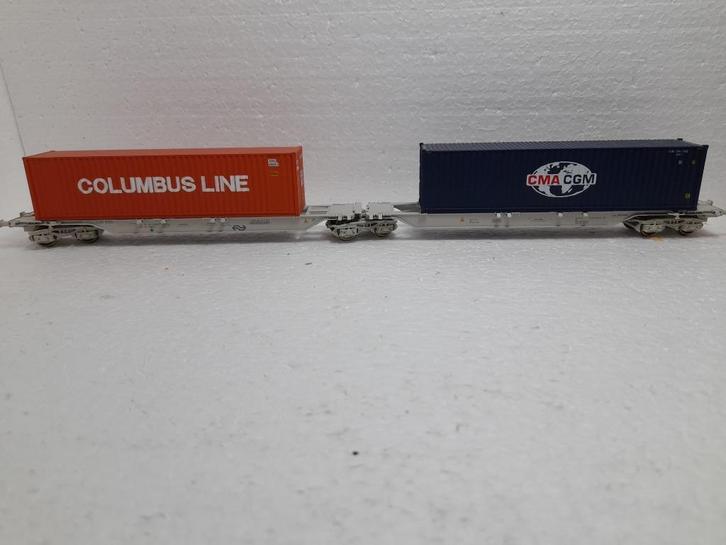 Roco NS gelede-containerwagon 47106, Hobby en Vrije tijd, Modeltreinen | H0, Zo goed als nieuw, Wagon, Gelijkstroom, Roco, NS