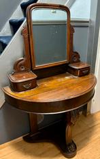 Antieke Kaptafel met Spiegel en Lades, Huis en Inrichting, Tafels | Kaptafels, Ophalen, Gebruikt, 50 tot 100 cm, Minder dan 100 cm