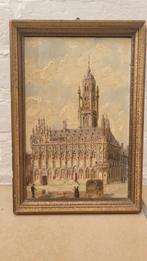 Schilderij paneel Stadhuis Middelburg, Antiek en Kunst, Kunst | Etsen en Gravures, Ophalen of Verzenden