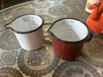 2 maatbekers, keteltjes en steelpan, Antiek en Kunst, Antiek | Emaille, Ophalen