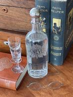 ANTIEKE GEËTSTE JENEVERFLES DOP ZILVER + 2 GLAASJES, Verzenden, Zilver